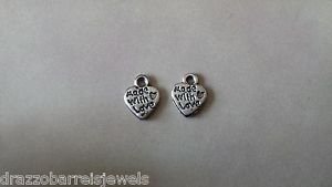 20pcs Tibetan Silver Metal Alloy Charm Pendant Heart "Made With Love" 12x10mm