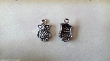 12pcs Tibetan Silver Metal Alloy Charm Charms Pendant Owl 20x14mm