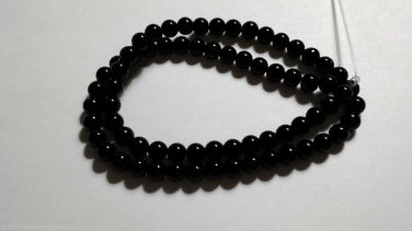 6MM BLACK ``JADE`` SERPENTINE ROUND GEMSTONE LOOSE BEADS STRAND 16``