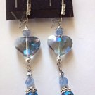 Blue Crystal Heart Earrings