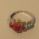 Mediteranean Coral and turquoise ring