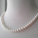19 inches Freshwater White Button High Luster 7-8 mm Princess Pearl Necklace