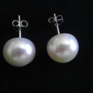 Freshwater High Luster 11-12 mm Button Pearl Ear Pin Earrings