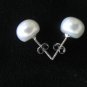 Freshwater High Luster 9-10 mm Button Pearl Ear Pin Earrings