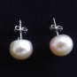 Freshwater High Luster 9-10 mm Button Pearl Ear Pin Earrings