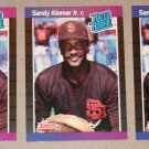 Lot of (3) 1989 DONRUSS BASEBALL - Sandy Alomar Jr "Rated Rookie" Baseball Cards