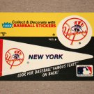 1986 FLEER BASEBALL - New York Yankees Team Logo & Pennant Sticker Card