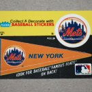 1986 FLEER BASEBALL - New York Mets Team Logo & Pennant Sticker Card