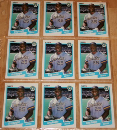 Lot of (9) 1990 FLEER BASEBALL - Greg Vaughn Cards