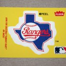 1986 FLEER BASEBALL - Texas Rangers Team Logo Yellow Sticker Card