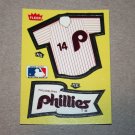1985 FLEER BASEBALL - Philadelphia Phillies Team Jersey & Flag Sticker Card