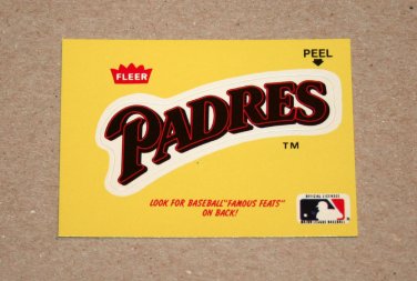 1986 FLEER BASEBALL - San Diego Padres Team Logo Yellow Sticker Card