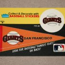 1986 FLEER BASEBALL - San Francisco Team Logo & Pennant Sticker Card