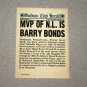 1991 TOPPS STADIUM CLUB BASEBALL "Charter Member" Barry Bonds