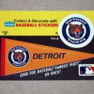 1986 FLEER BASEBALL - Detroit Tigers Team Logo & Pennant Sticker Card