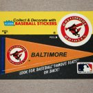 1986 FLEER BASEBALL - Baltimore Orioles Team Logo & Pennant Sticker Card