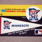 1986 FLEER BASEBALL - Minnesota Twins Team Logo & Pennant Sticker Card