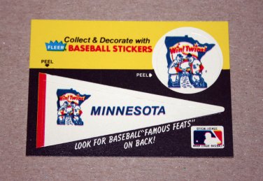 1986 FLEER BASEBALL - Minnesota Twins Team Logo & Pennant Sticker Card
