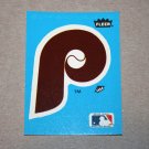 1985 FLEER BASEBALL - Philadelphia Phillies Team Logo Blue Sticker Card