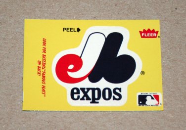 1986 FLEER BASEBALL - Montreal Expos Team Logo Yellow Sticker Card