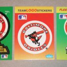 Lot of (3) FLEER BASEBALL - Baltimore Orioles Team Logo Sticker Cards