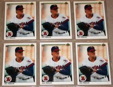 Lot of (6) 1990 UPPER DECK BASEBALL - Jim Abbott Cards