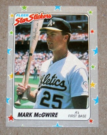 1988 FLEER BASEBALL "Star Stickers" - Mark McGwire (#56)