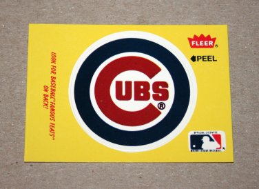 1986 FLEER BASEBALL - Chicago Cubs Team Logo Yellow Sticker Card