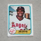 1981 FLEER BASEBALL - California Angels Team Set