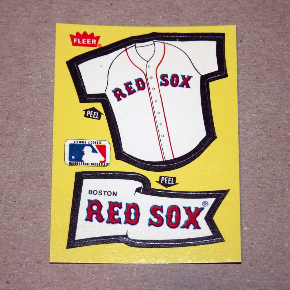 1985 FLEER BASEBALL - Boston Red Sox Team Jersey & Flag Yellow Sticker Card
