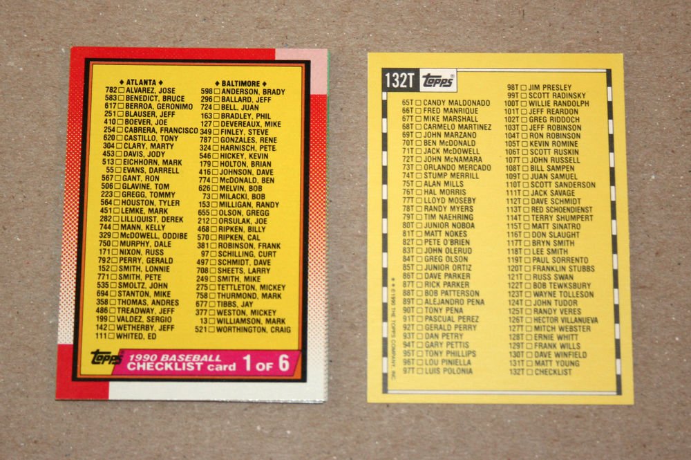 1990 TOPPS BASEBALL - Checklist Set + Traded Series