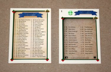 1990 UPPER DECK BASEBALL - Checklist Set