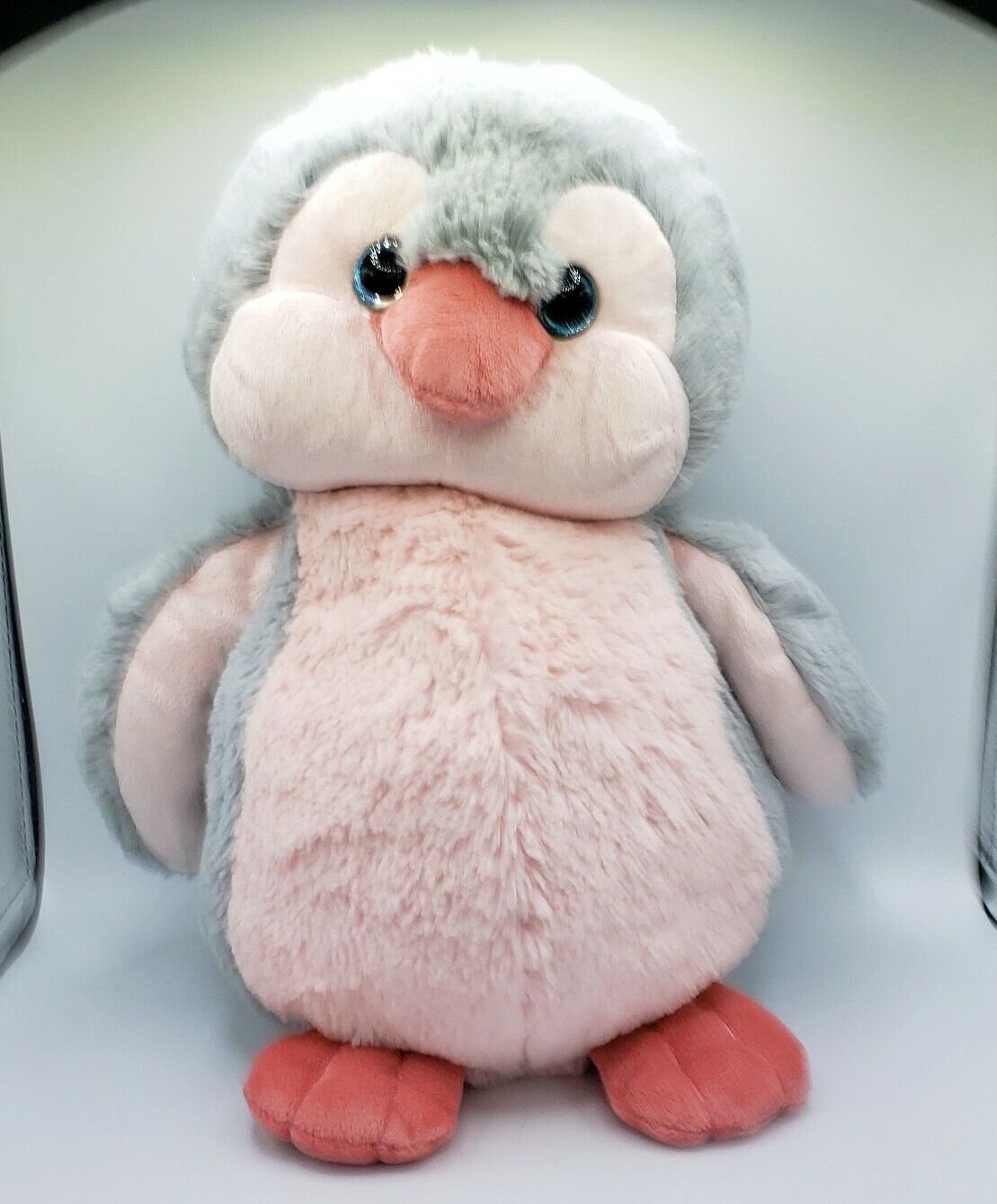 Ganz Penguin Grayson Stuffed Animal Plush Toy Lovey Cute Soft Pink & Gray