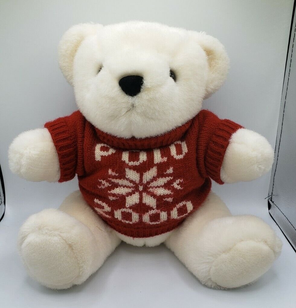 Vintage Polo Ralph Lauren Teddy Bear Plush Jointed Stuffed Animal Red Sweater