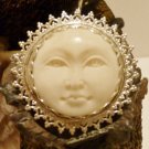 Mystical Sun Sterling Silver Baffalo Bone Pendant