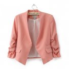 Small Women Pink  3/4 Sleeve Coat Mini Blazer