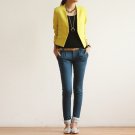 Large Women Yellow  3/4 Sleeve Coat Mini Blazer
