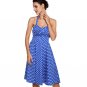 ACEVOG Women  Blue Halter Sleeveless Polka Dot Backless High Waist Swing Dress (Small)