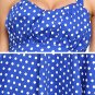 ACEVOG Women Blue Halter Sleeveless Polka Dot Backless High Waist Swing Dress (Medium)