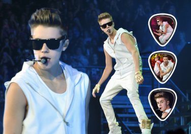 Justin Bieber Framed & Matted Licensed Live Performance Guitar Picks Set Display