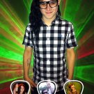 Skrillex Framed & Matted Licensed Live Performance Guitar Picks Set Display