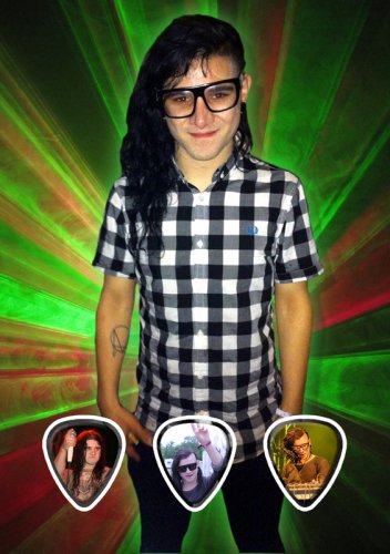 Skrillex Framed & Matted Licensed Live Performance Guitar Picks Set Display