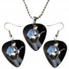 30 Seconds to Mars Jared Leto Guitar Pick Plectrum Playable Earrings & Necklace Set Licensed Live Pe