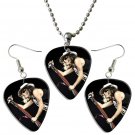 Aerosmith Steven Tyler Guitar Pick Plectrum Playable Earrings & Necklace Set Licensed Live Performan