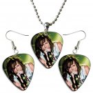 Aerosmith Steven Tyler Guitar Pick Plectrum Playable Earrings & Necklace Set Licensed Live Performan