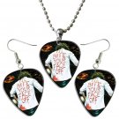 Alice Cooper Guitar Pick Plectrum Playable Earrings & Necklace Set Licensed Live Performance B
