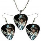 Alice Cooper Guitar Pick Plectrum Playable Earrings & Necklace Set Licensed Live Performance C