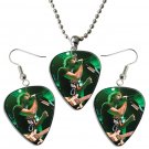 All Time Low Alex Gaskarth Guitar Pick Plectrum Playable Earrings & Necklace Set Licensed Live Perfo