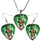 All Time Low Alex Gaskarth Guitar Pick Plectrum Playable Earrings & Necklace Set Licensed Live Perfo