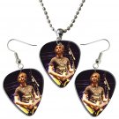 All Time Low Alex Gaskarth Guitar Pick Plectrum Playable Earrings & Necklace Set Licensed Live Perfo
